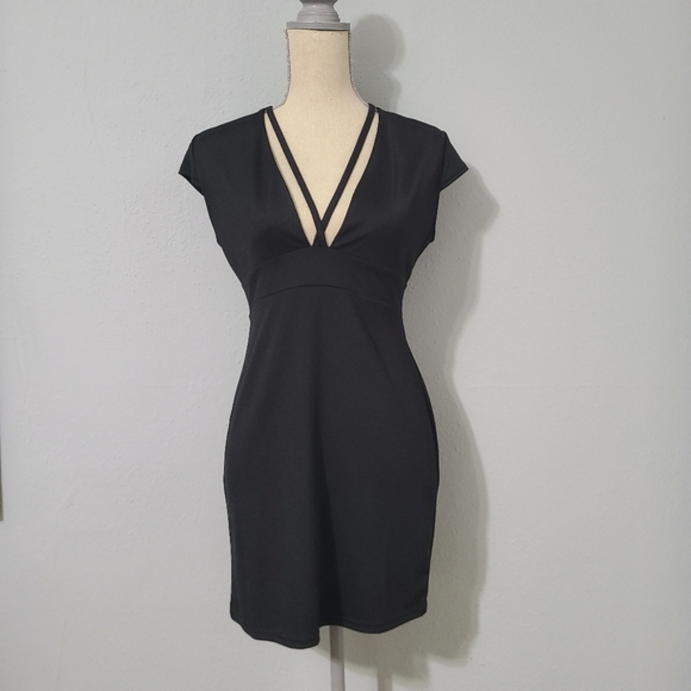 River Island Low V Neck Black Dress Size Medium‎ or Size 8